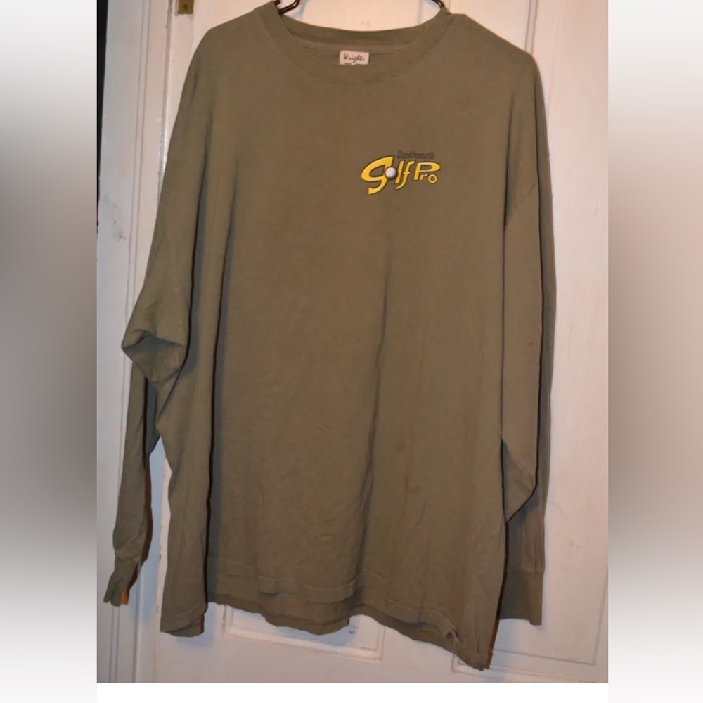 Vintage Golf T Shirt Long Sleeve Men’s Size XXL Green Backwoods Golf Pro